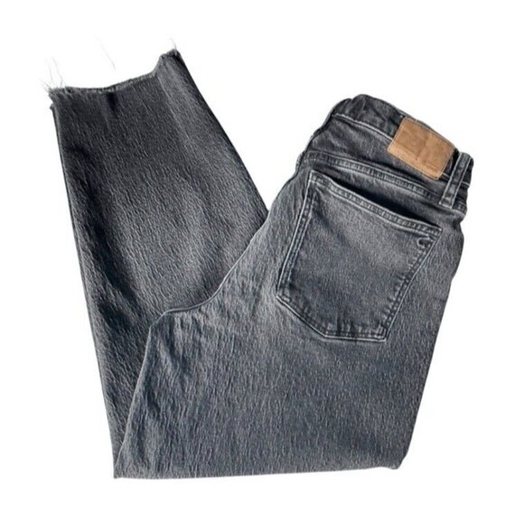 MADEWELL Women's Sz 28 Balloon Black Biscayne Wash Raw-Hem Denim Jeans - Picture 11 of 11